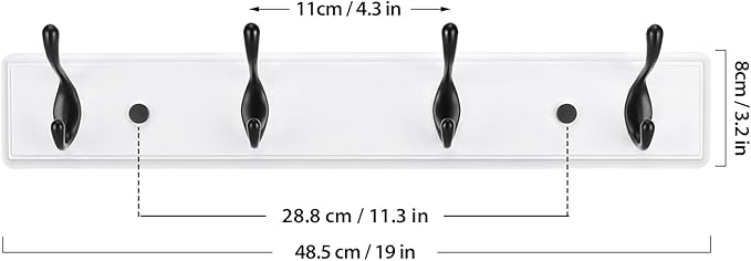 Badiano Wooden Coat Rack, Wall-Mounted Organizer for Closet, Entryway, Hallway, Foyer, Bedroom, Heavy Duty Double Hooks for H