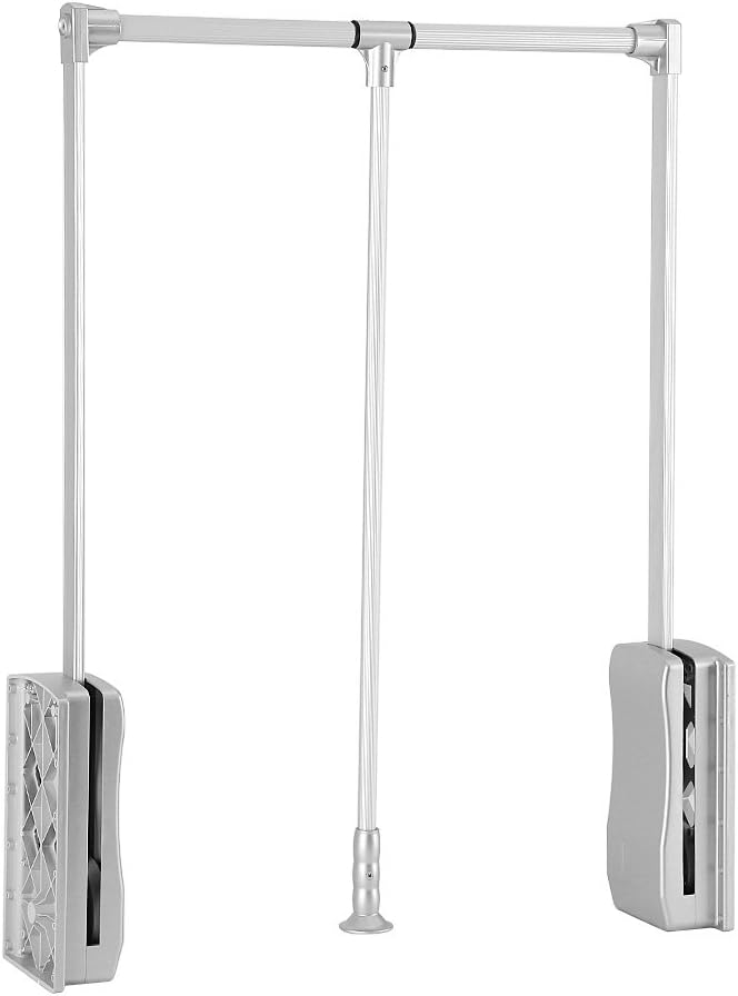Pull Down Closet Rod, Adjustable Wardrobe Organizer Clothing Rail For Hanging Clothes Heavy Duty Clothes Rod Hanger Soft Retu
