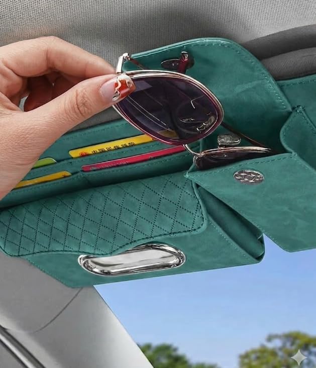 Multifunctional Car Visor Organizer (Suede leather - Blue)