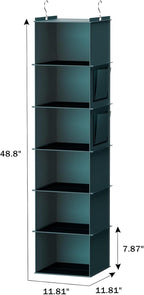 YOUDENOVA Hanging Closet Organizer, 6-Shelf Closet Hanging Storage Shelves, Green