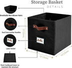 DECOMOMO Storage Cubes, 13x13x13 Storage Cube Bins with Labels, Fabric Organizer Bins (13" / 6pcs, Black)