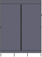 Karlhome 4-Tiers 8 Compartment Canvas Wardrobe, Portable Wardrobe Fabric Wardrobe with Shelves and Cover for Hanging Clothes,