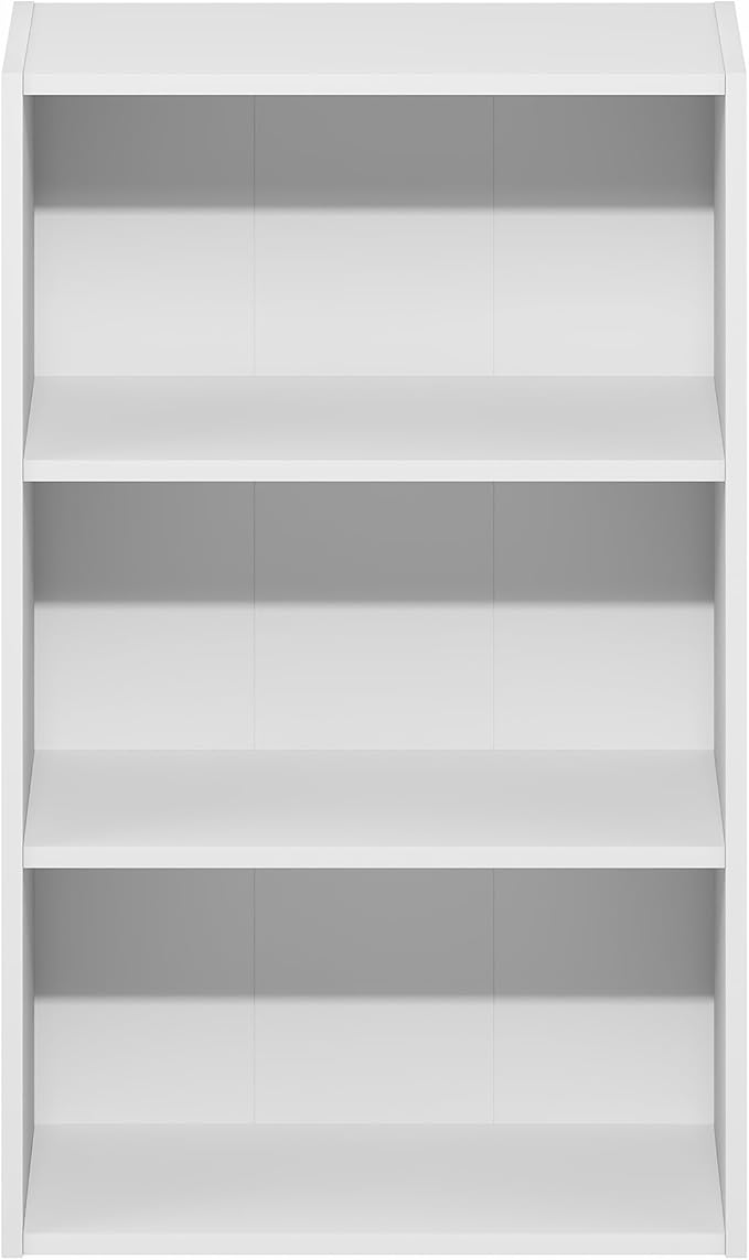 Furinno Basic Book Shelf, 3-Tier Bookshelf, Cube Storage Organizer Bookcase with Open Shelf, 7 x 17 x 26, for Living Room, Be