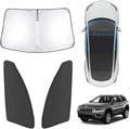 Karltys 3PCS Windshield Sun Shade for 2014-2024 Jeep Cherokee, Front and Side Window Sunshade Cover Custom Fit Cherokee, Foldable Sun Visor Protector Keep Your Car Cool, Thick 210T Material