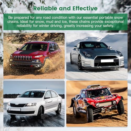 SCITOO Snow Chains For Car,2 Pack Emergency Anti Slip Tire Chain Width 265/70-16,265/75-16,265/65-17,275/65-17,265/60-18,265/