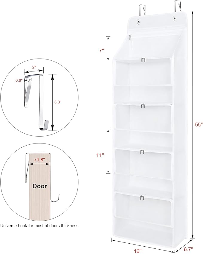 Univivi Hanging Yarn Storage Organizer with 5 Zipper Closure Compartments, Large Capacity Knitting Organizer Storage, Over th