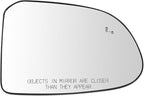TRQ Passenger Side Mirror Glass Heated Blind Spot Convex Compatible with 2019-2020 Hyundai Santa Fe HY1325134 HY1325135
