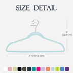 HOUSE DAY Sky Blue Velvet Hangers 60 Pack, Non Slip Clothes Felt Hanger Heavy Duty for Coat, Premium Slim Space Saving Suit H