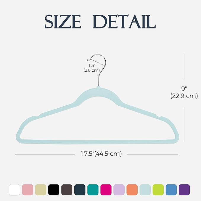 HOUSE DAY Sky Blue Velvet Hangers 60 Pack, Non Slip Clothes Felt Hanger Heavy Duty for Coat, Premium Slim Space Saving Suit H