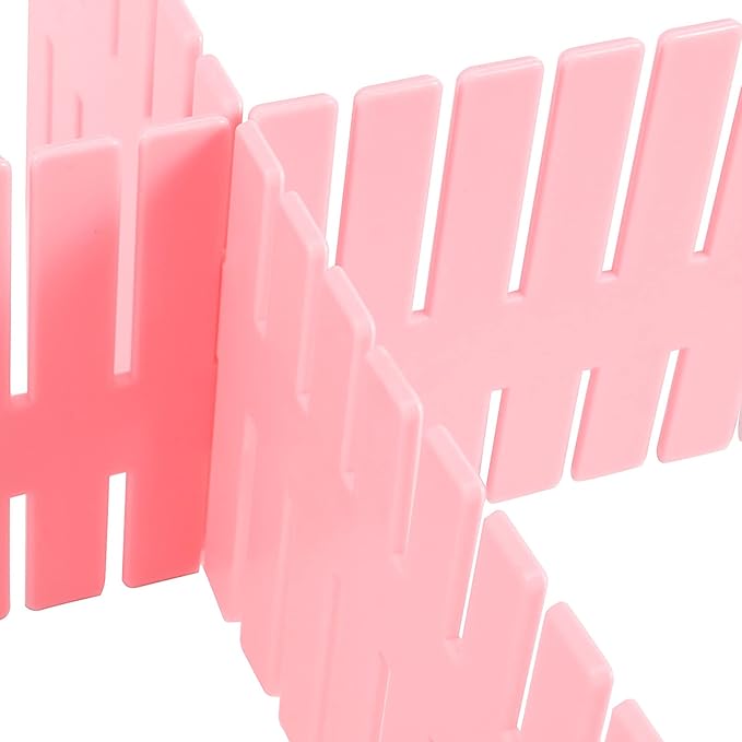ZOENHOU 60 PCS DIY Drawer Divider Organizers, Pink Grid Drawer Dividers, Adjustable Premium Plastic Organizers for Makeup Dra