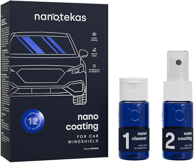 Nano Ceramic Coating for Cars' Windshield: Hydrophobic Glass Coating Spray Kit Provides Advanced Rain Visibility, Repels Dirt