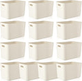 Zopeal Plastic Storage Bins 10 Pcs White Pantry Organizer Bins Small Baskets Storage Containers for Home Kitchen (14 x 10.5 x