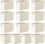 Zopeal Plastic Storage Bins 10 Pcs White Pantry Organizer Bins Small Baskets Storage Containers for Home Kitchen (14 x 10.5 x
