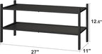 kiplant 2-Tier Black Bamboo Shoe Rack, Stackable Bamboo Wood Shoe Rack for Closet, Entryway & Hallway