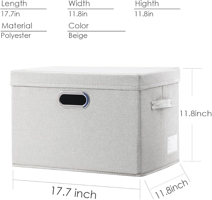 PRANDOM Large Collapsible Storage Containers with Lids [5-Pack] Fabric Foldable Storage Bins Boxes Organizer Baskets Cube wit