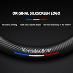 Customized Steering Wheel Cover Compatible with Mercedes-Benz, Nappa Leather & Carbon Fiber Design Car Steering Wheel Cover, with Coasters and 3-in-1 USB Fast Charging Cable (Red)