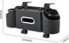 Back Seat Car Organizer,4 in 1 Multifunctional Car Back Seat Storage Box with Drink Cup Holder Tissue Box, for Hold Phone,Snacks, Drinks, Handbag-Black