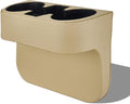 Car Cup Holder, PU Leather Car Seat Gap Filler Organizer Cup Drink Holder, Multifunctional Coin Bucket Cell Mobile Phone Holders, Auto Front Console Storage Box for Most Cars (Beige)