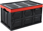 Car Trunk Organizer, Foldable Plastic Cargo Storage Box with Lid, Large Car Tool Container with Handles, Universal Automotive