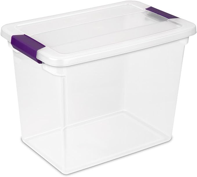 Sterilite 12-Pack 27 Quart ClearView Latch Box, Stackable Organizer Bins with Latching Lids - Clear Plastic Organization Cont