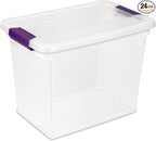 Sterilite 24-Pack 27 Quart ClearView Latch Box, Stackable Organizer Bins with Latching Lids - Clear Plastic Organization Cont