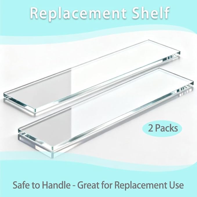 Yunguzi 2 PCS 13 Inch Acrylic Medicine Cabinet Shelves – Clear Replacement Cabinet Shelf for Bathroom, Kitchen, Living Room, 