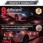 LED Road Flares 6Pack Roadside Emergency car kit Emergency Road Flares Kit with Magnetic Base for Vehicles & Boat | 9 Flash M