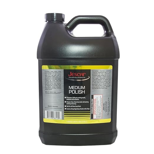 Jescar Medium Polish - 128oz - Professional-Grade Polishing Compound for Scratch Removal and Swirl Correction – High Gloss Finish, Removes 2500 grit Sanding Marks, Silicone-Free.