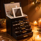 BOOVO Jewelry Boxes for Women, White and Black 6 Layer Large Jewelry Box for Necklace, Bracelet, Earrings, Rings Storage, Jew