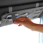 Unifizz Car Sun Visor Organizer, Auto Travel Registration and Document Holder, Vehicle Visor Multi-Pocket Storage Pouch with Net Zipper, Automotive Interior Accessories for Car, Truck, SUV (Gray)