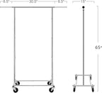 Simple Trending Standard Rod Clothing Garment Rack, Rolling Clothes Organizer on Wheels for Hanging Clothes, Chrome