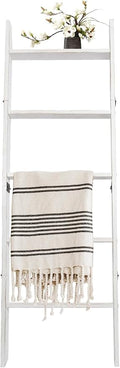 5-Tier Blanket Ladder – 4.8 Ft Wall Leaning Quilt Rack, Farmhouse Blanket Storage for Living Room, Bedroom & Bathroom – Rusti