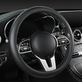 Cowhide Steering Wheel Cover Heat Resistant Anti-Slip Car Wheel Wrap Compatible with Most Makes and Models of Cars and Trucks with 14.5 to 15 Inch Steering Wheel (Black-1)