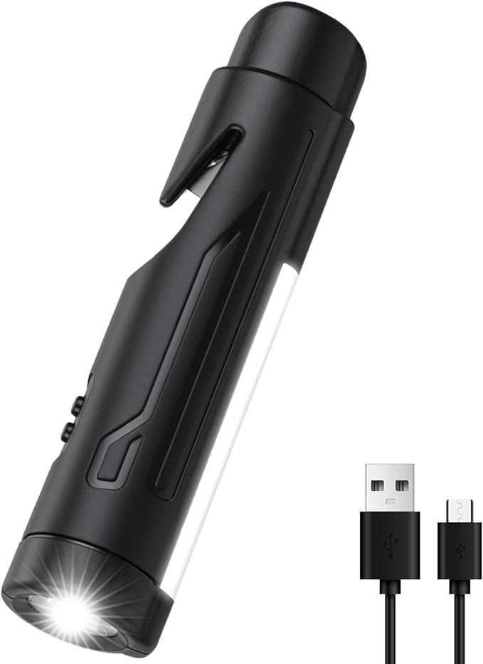 KnLnny Ware Automotive Escape Tool, Window Breaker,Seatbelt Cutter, Car Flashlight, 5 in1 Auto Tactical Gear, USB Charging, M
