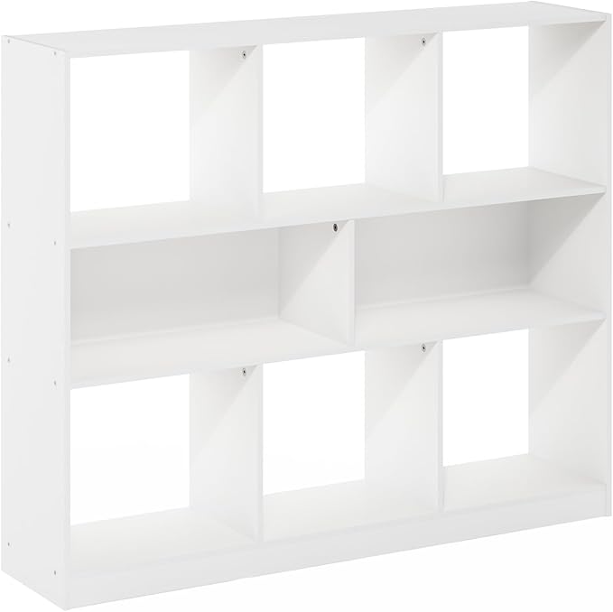 Furinno DALY Book Shelf, 8-Cube Bookshelf, Horizontal Cube Storage Organizer Bookcase, 10.9 x 47.2 x 39.4, for Living Room, B