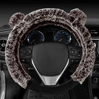 BDK Bear Fur Steering Wheel Cover, Plush Faux Fur Fuzzy Steering Cover for Car Truck Van SUV, Standard Size Fits Wheels 14.5-