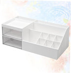 Angoily White Makeup Organizer Large Desk Organizers and Storage Rotating Cosmetic Storage Box Space-Saving