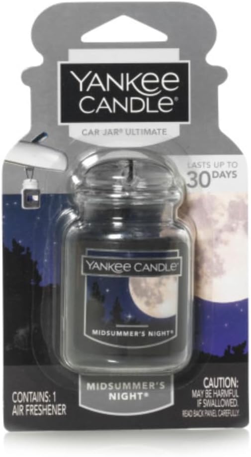 Yankee Candle Car Air Fresheners, Hanging Car Jar Ultimate, Neutralizes Odors Up To 30 Days, Midsummer's Night, 0.96 OZ (Pack
