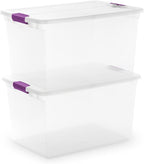 Sterilite 18-Pack 66 Quart ClearView Latch Box, Stackable Organizer Bins with Latching Lids - Clear Plastic Organization Cont