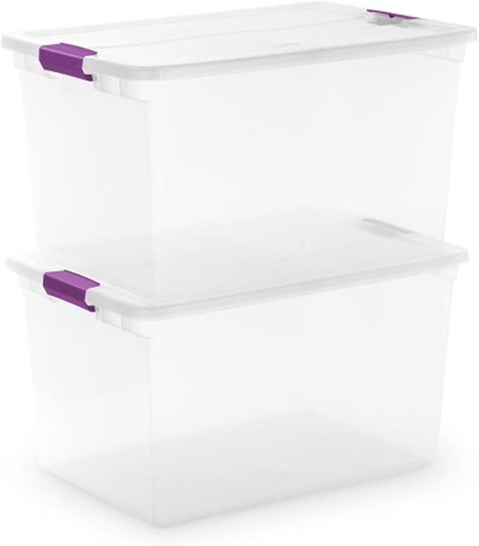 Sterilite 18-Pack 66 Quart ClearView Latch Box, Stackable Organizer Bins with Latching Lids - Clear Plastic Organization Cont