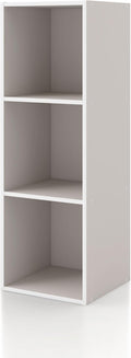 Homes: Inside + Out Apexa 3-Cube Storage Organizer Shelves, Stackable Wood Bookcase Fits Cubby Bins for Organization, Dorm Te