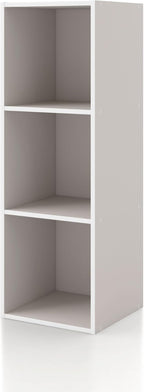 Homes: Inside + Out Apexa 3-Cube Storage Organizer Shelves, Stackable Wood Bookcase Fits Cubby Bins for Organization, Dorm Te