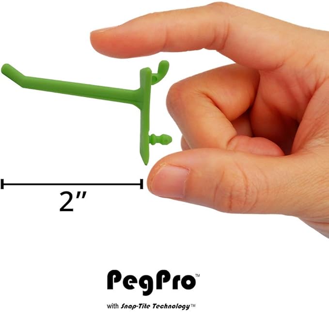PegPro® 2" Hooks Kit for Standard “Wood Fiber” pegboard – Durable Plastic Pegboard Hooks - for Garage, Kitchen, Craft Room, a