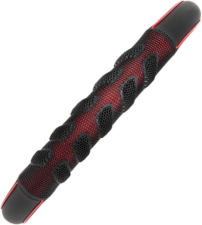 Flying Banner car Steering Wheel Cover Faux Leather Massage Universal fit 3D Honeycomb Hole Anti-Slip Sporty 15 Inches (Red B