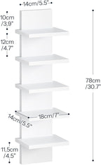 HOOBRO 5 Tier Wall Shelf Unit, 2 Pack Floating Shelves Wall Mounted, Wall Mount Vertical Shelving, Floating Storage Rack, Org