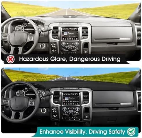 FIILINES Dash Cover for 2010-2018 Dodge Ram 1500 2500 3500(Without Hud), Dashboard Mat Accessories Dash Cover Sunshade Nonsli