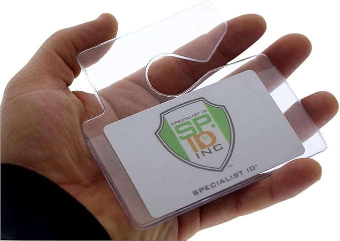 2 Pack - Clear Horizontal Vehicle Parking Permit Pass Hanger Tag Holder - Hangs from Car Rear View Mirror - by Specialist ID