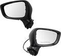 TRQ Driver & Passenger Side Power Mirror Set Smooth Black with Turn Signal Blind Spot Indicator Compatible with 2017-2018 Maz