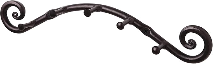 RTZEN Farmhouse Small Key Holder for Wall - Handcrafted Swirl Decorative 5 Key Hooks for Home Entryway - Wrought Iron Wall Mo