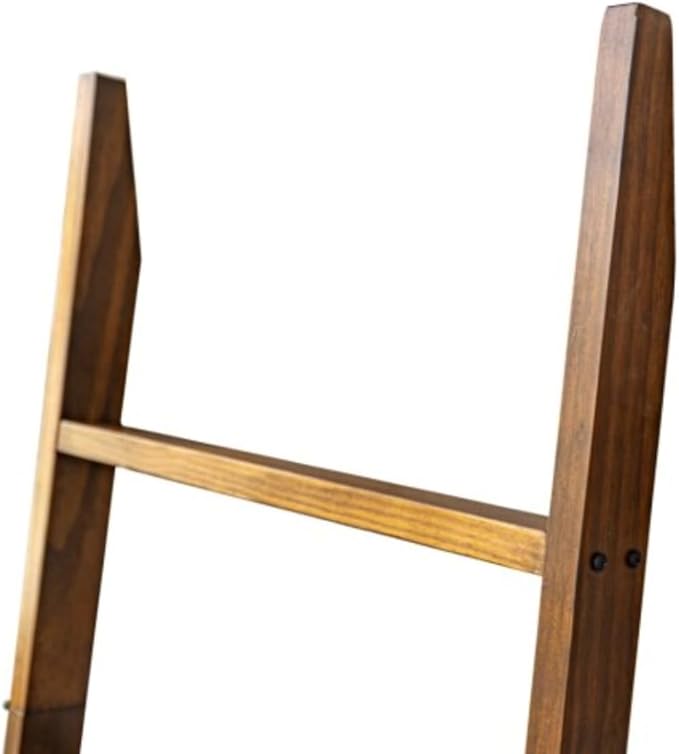 Blanket Ladder for Living Room 6-Tier, Wooden Decorative Quilt Holder for Bed Room, Wall-Leaning Towel Rack for Bathroom, Dec